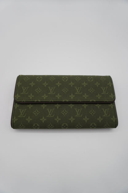 Louis Vuitton Khaki Green Mini Lin Wallet