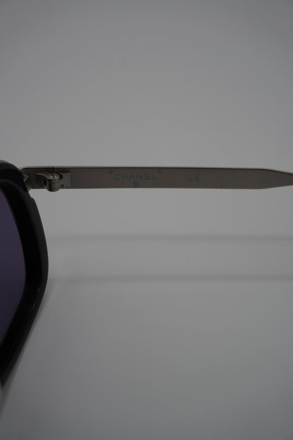 Chanel Rectangular Violet-Lens Sunglasses