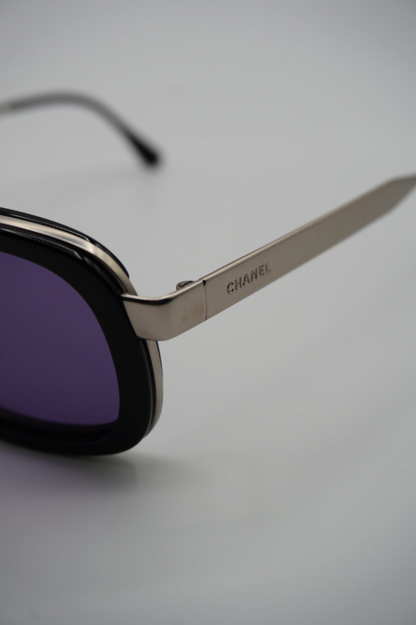 Chanel Rectangular Violet-Lens Sunglasses