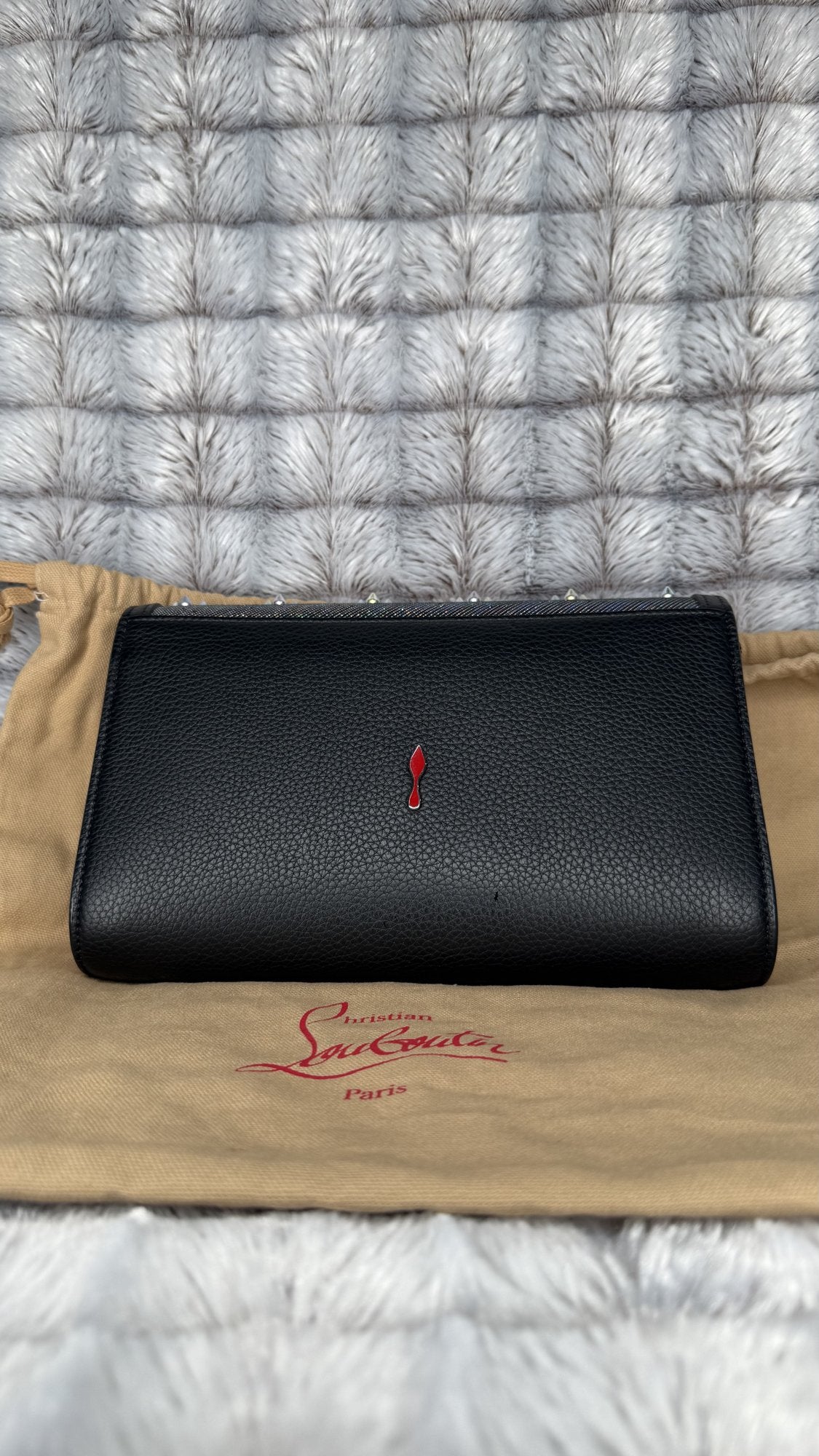 Christian Louboutin Paloma Clutch Embellished Lurex Stella Small – Black