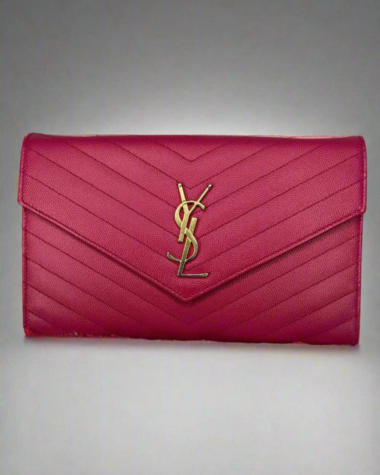Saint Laurent Envelope Continental Wallet – Fuchsia