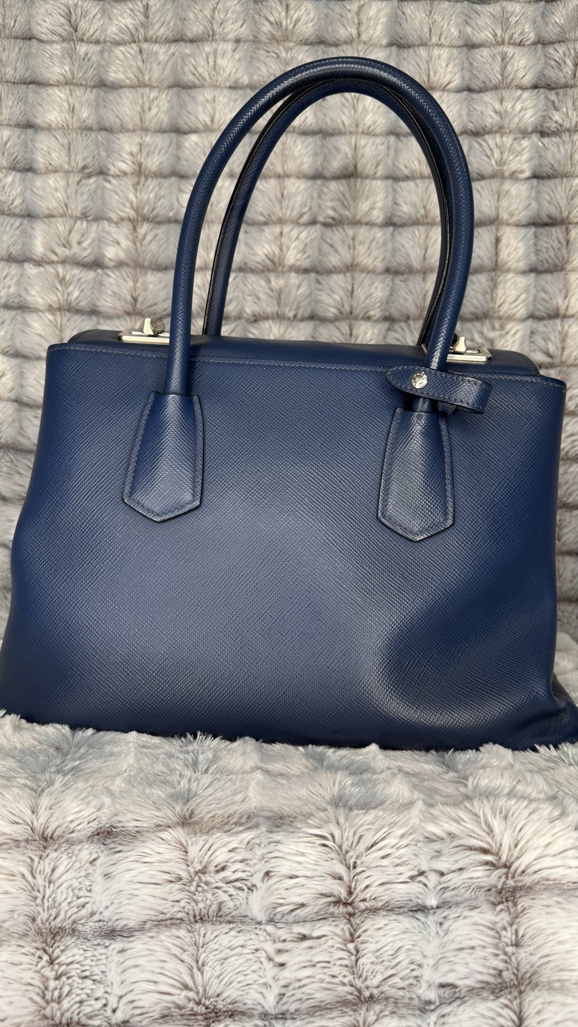 Prada Saffiano Cuir Double Tote – Bluette