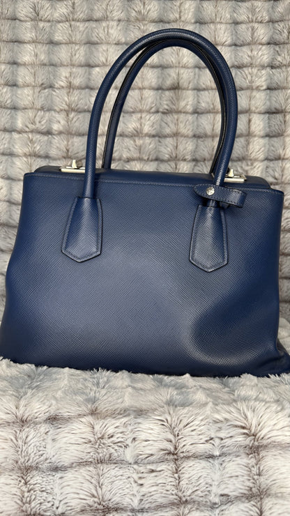 Prada Saffiano Cuir Double Tote – Bluette