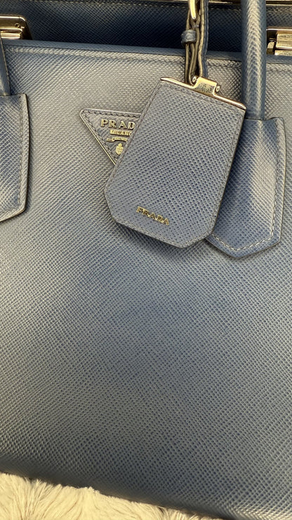 Prada Saffiano Cuir Double Tote – Bluette