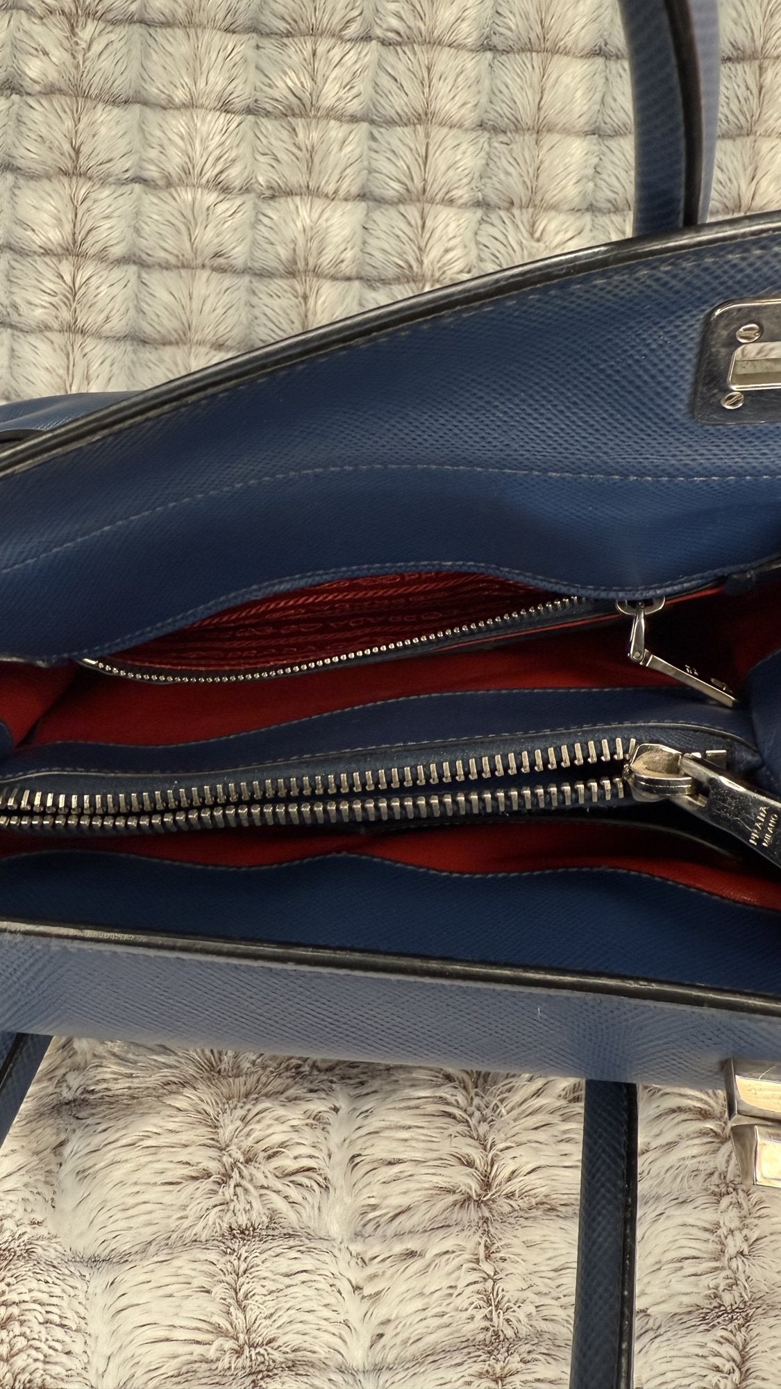 Prada Saffiano Cuir Double Tote – Bluette