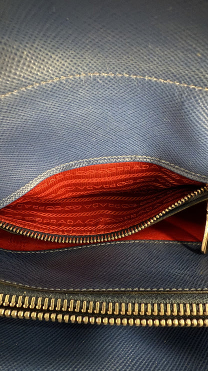 Prada Saffiano Cuir Double Tote – Bluette