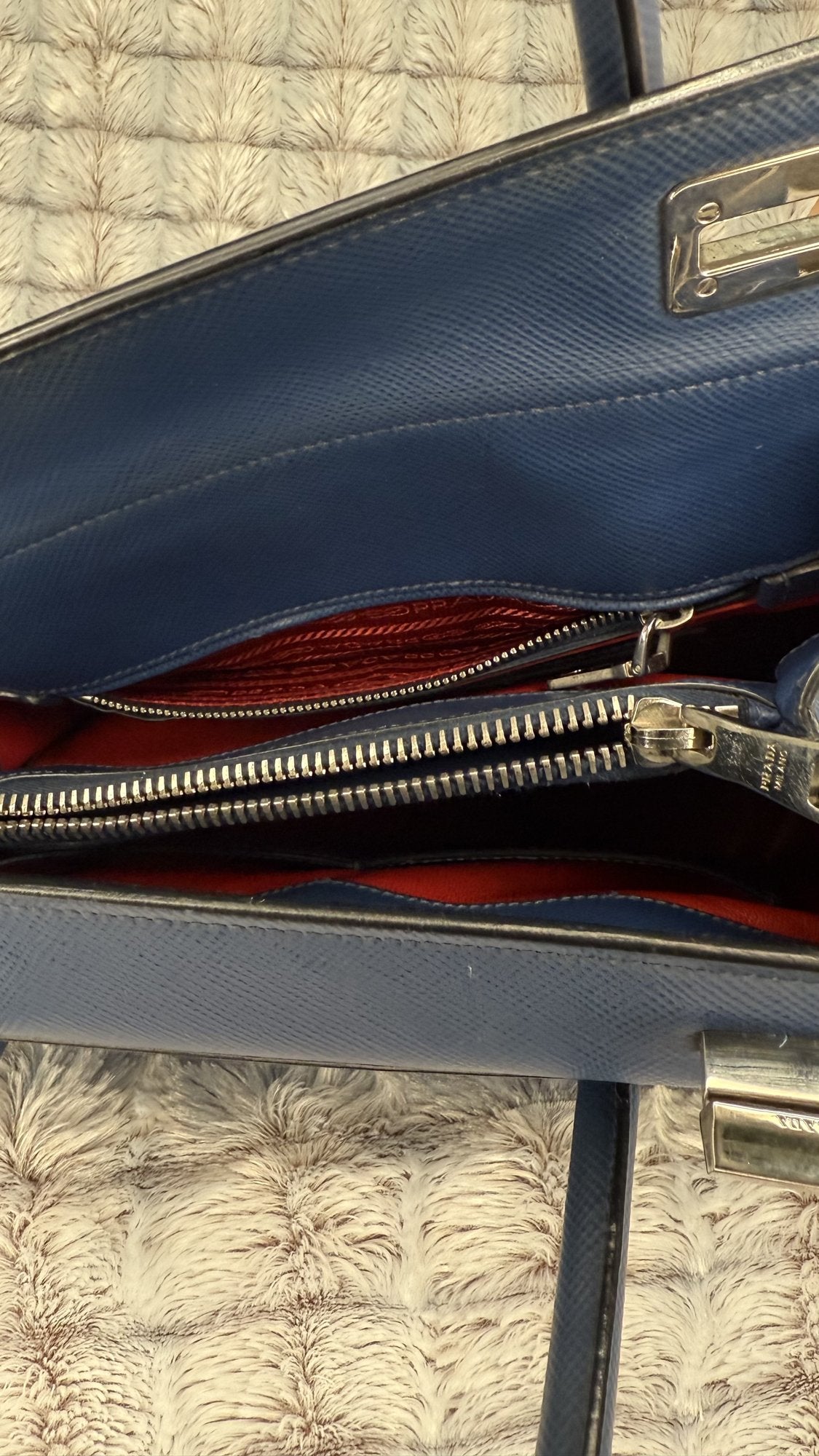 Prada Saffiano Cuir Double Tote – Bluette