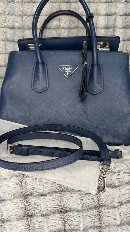 Prada Saffiano Cuir Double Tote – Bluette