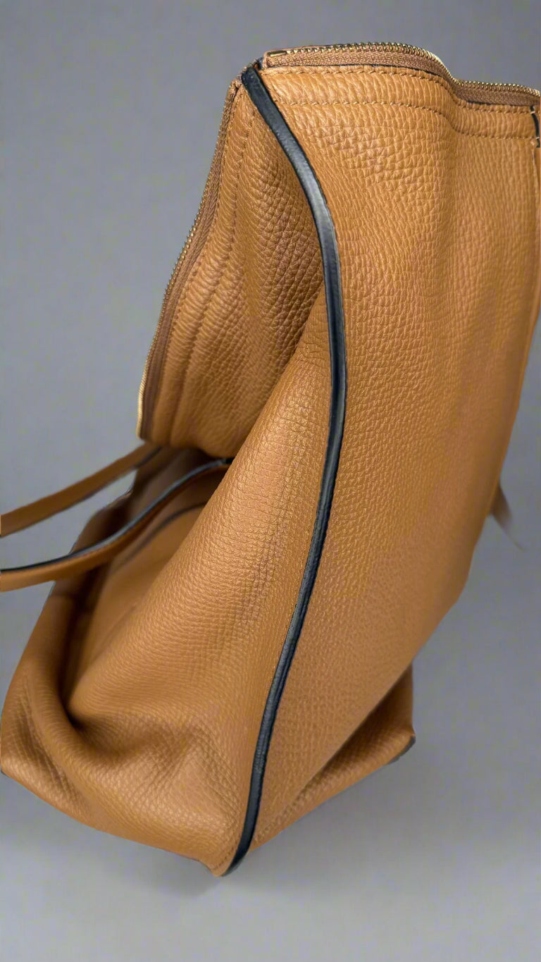 Versace Greca-Embossed Leather Tote Bag – Brown