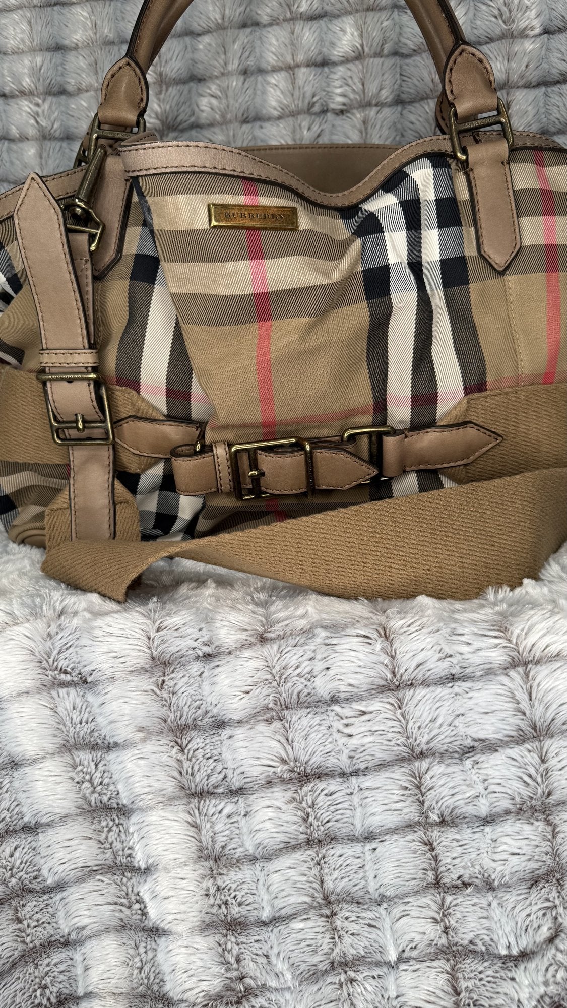 Burberry Giant Check Canvas Tote Bag