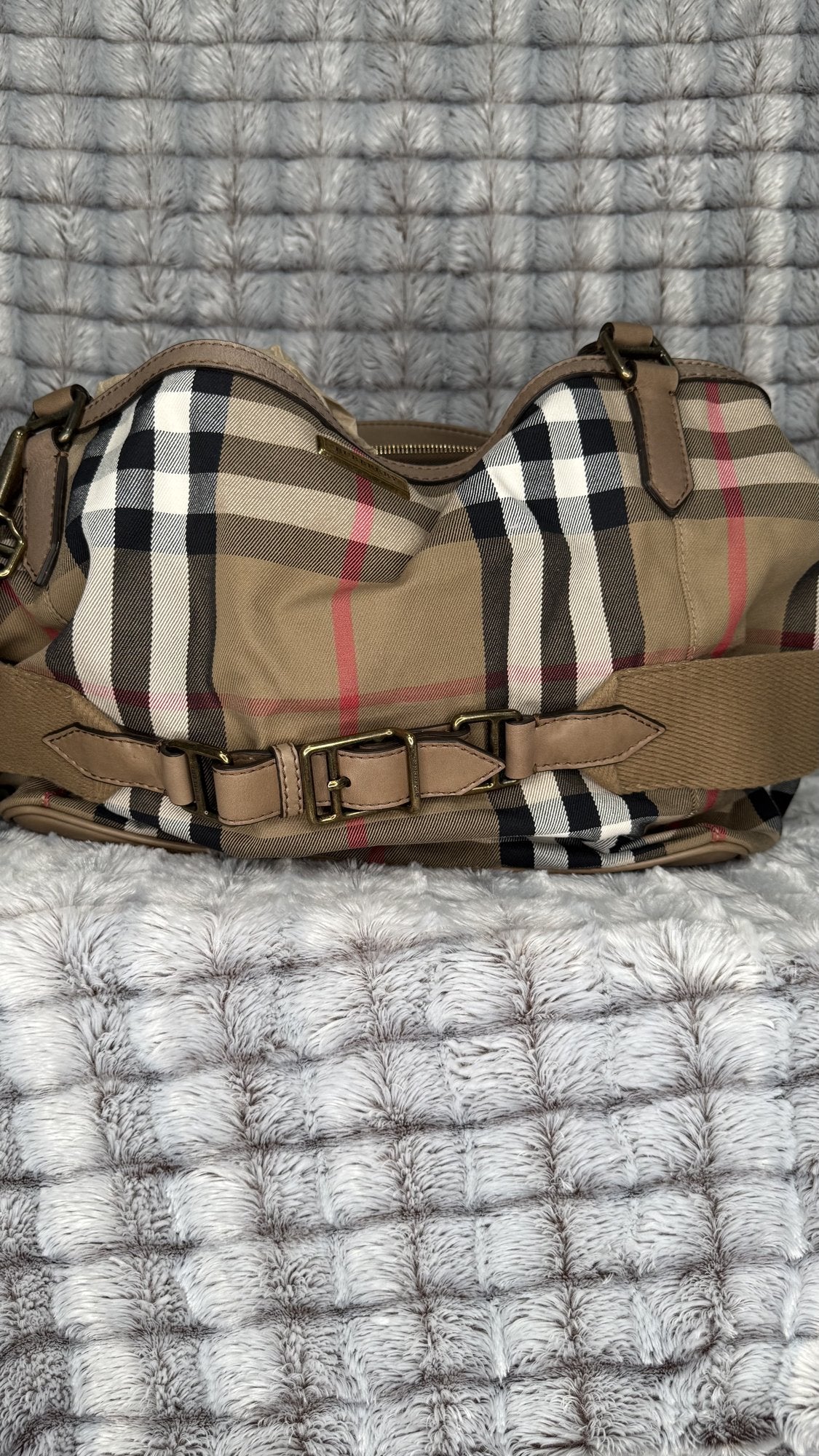 Burberry Giant Check Canvas Tote Bag