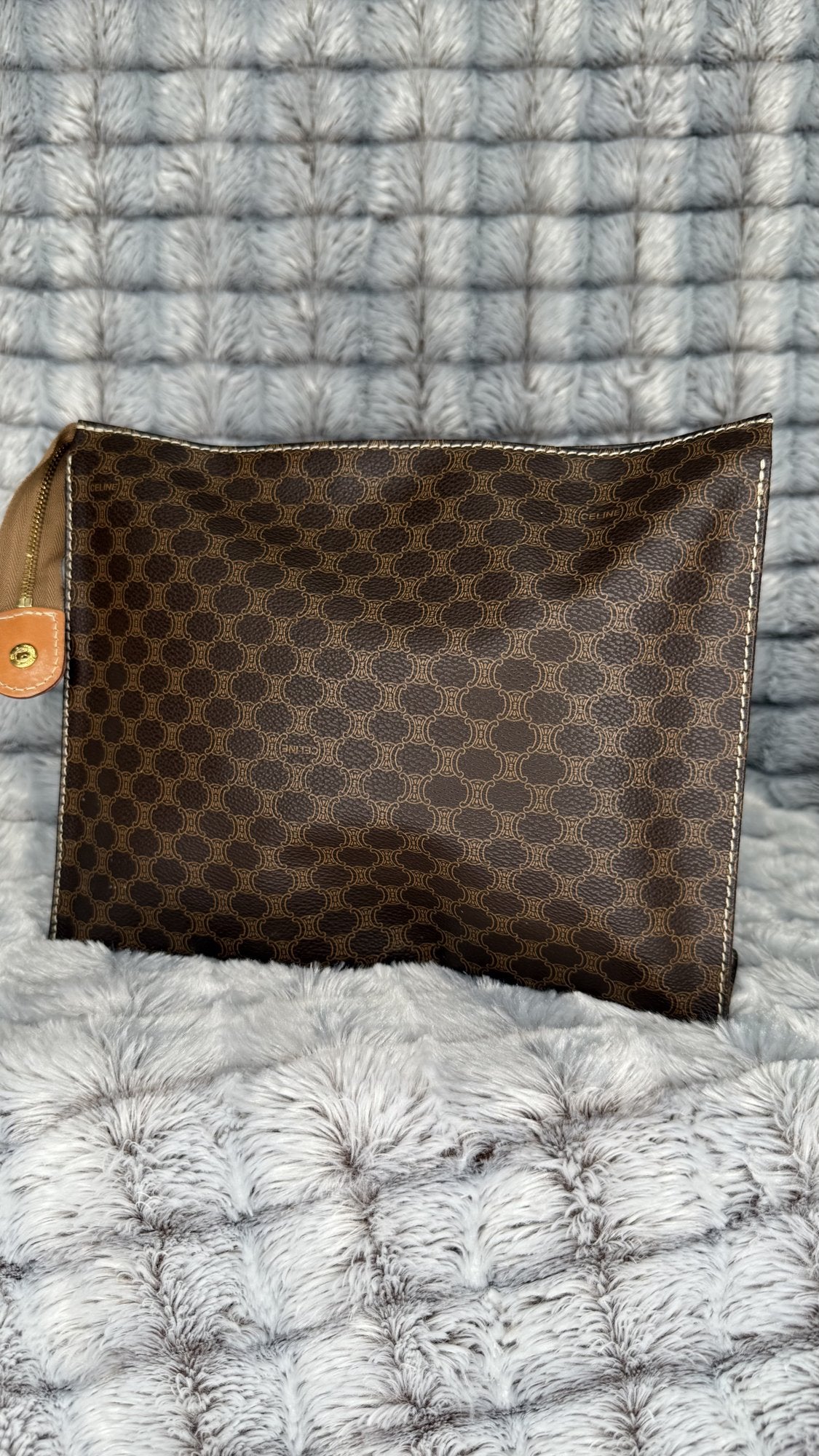 Céline Macadam Brown Canvas Clutch Bag