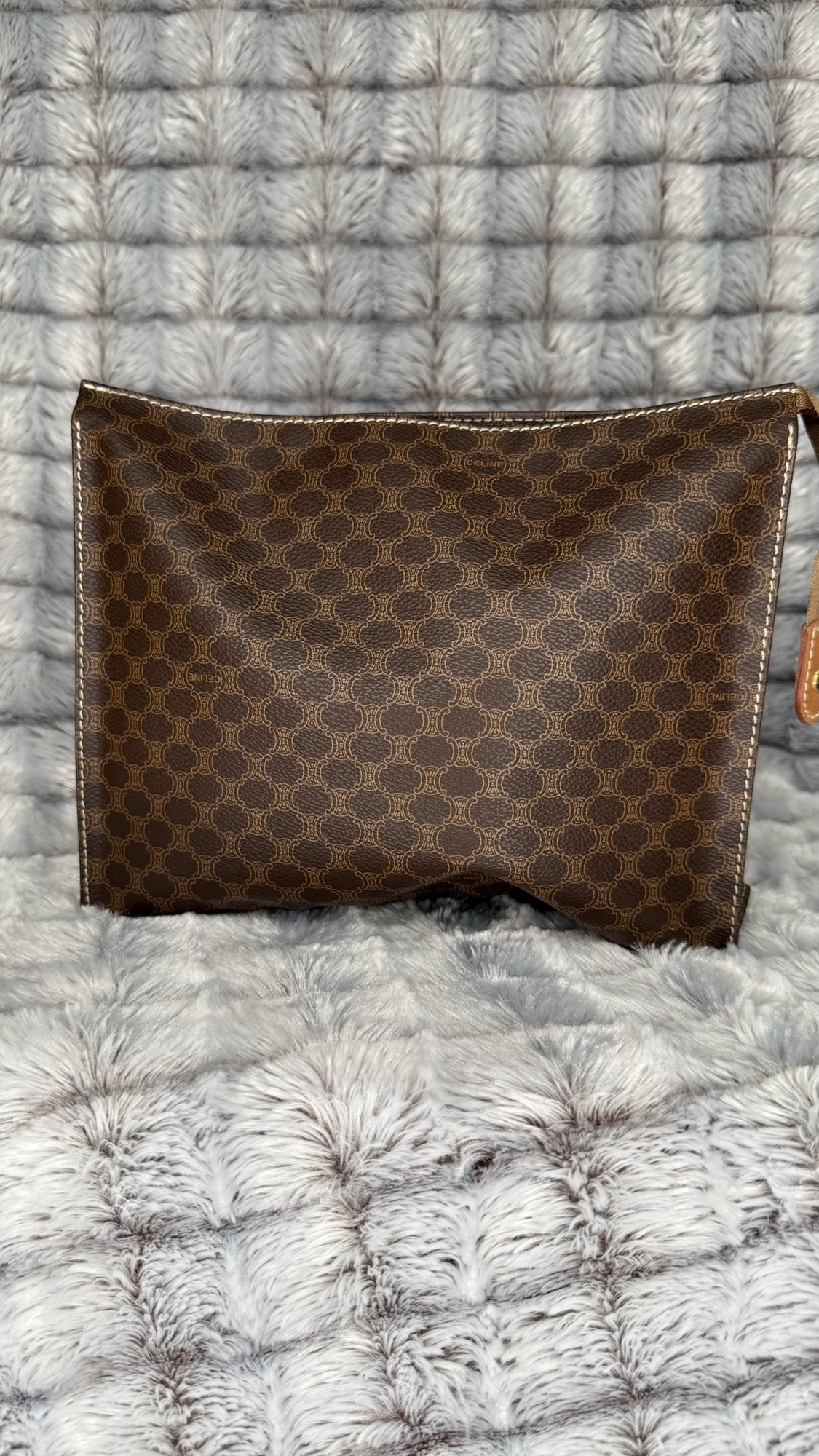 Céline Macadam Brown Canvas Clutch Bag