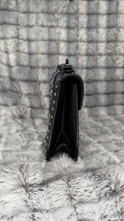 Prada Black/Blue Saffiano Leather Studded