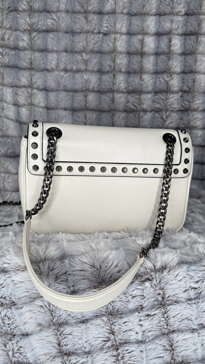 Prada Glace Calf Studded Crossbody Bag – White