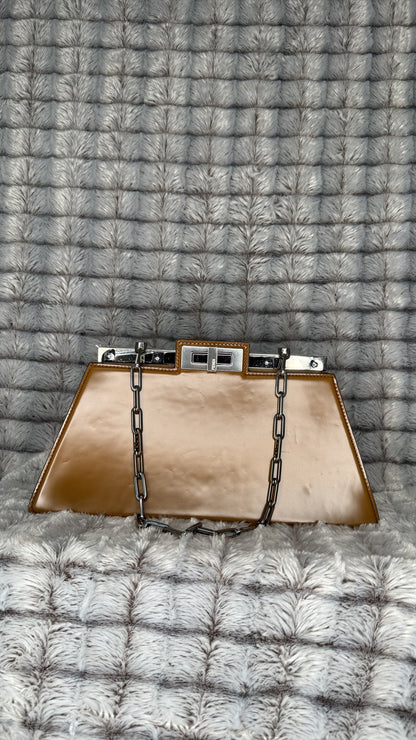 Fendi Peekaboo Cut Medium Chain Shoulder Bag – Brushed Leather, Brown