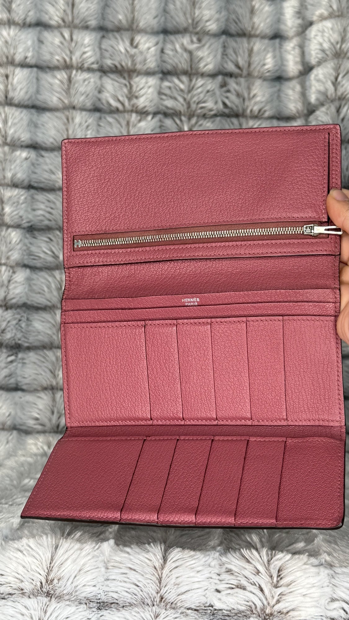 Hermès Bearn Wallet in Chèvre Mysore Leather – Rouge H