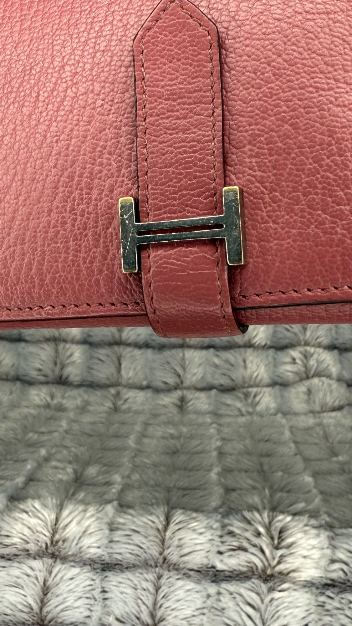 Hermès Bearn Wallet in Chèvre Mysore Leather – Rouge H