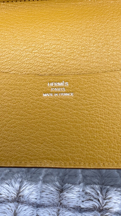 Hermès Calvi Duo Card Holder – Rose Azalée & Lime Epsom Leather