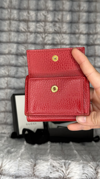 Gucci Marmont Tri-Fold Compact Wallet – Red Leather