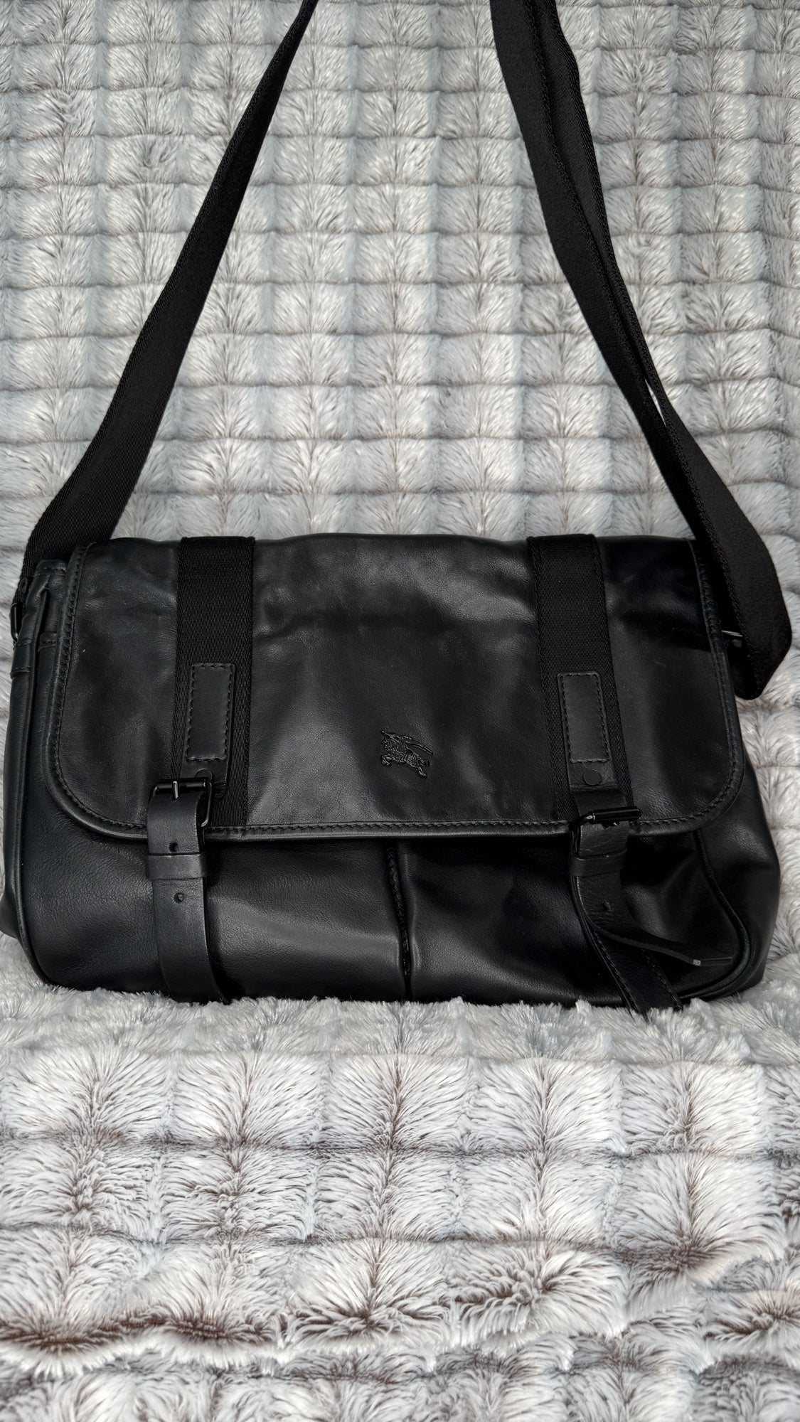 Burberry Leather Messenger Bag – Black