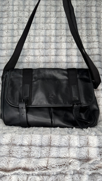 Burberry Leather Messenger Bag – Black