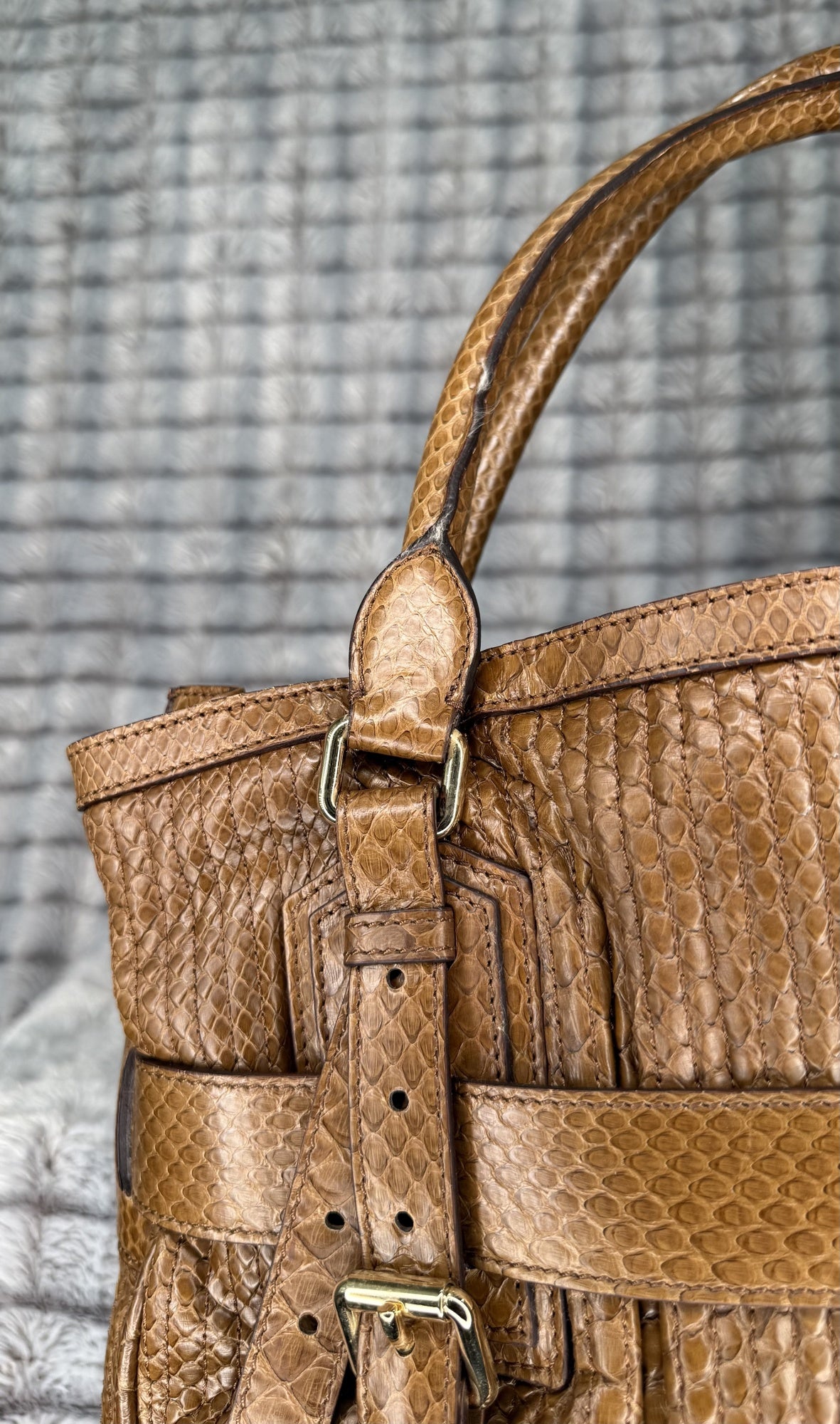 Burberry Stitched Leather Bridle Tote Bag – Brown