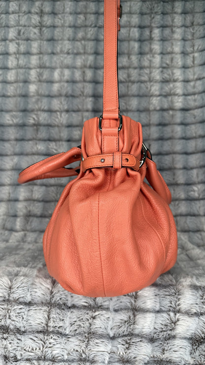 Celine Soft Gathered Leather Shoulder Bag – Coral