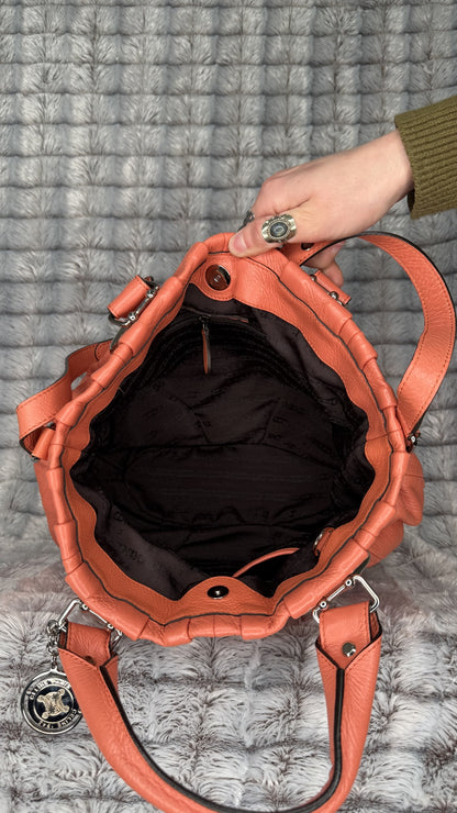 Celine Soft Gathered Leather Shoulder Bag – Coral