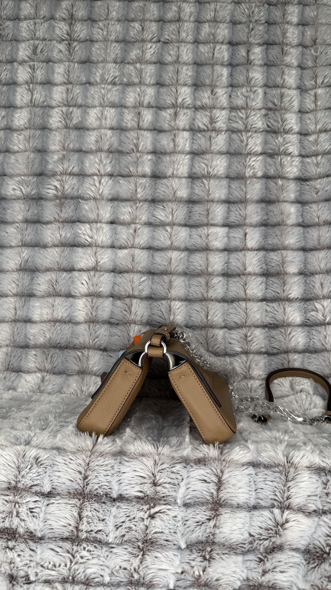 Fendi Beige Rainbow Stud Double Baguette