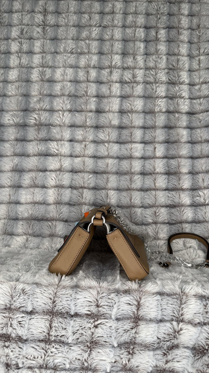 Fendi Beige Rainbow Stud Double Baguette