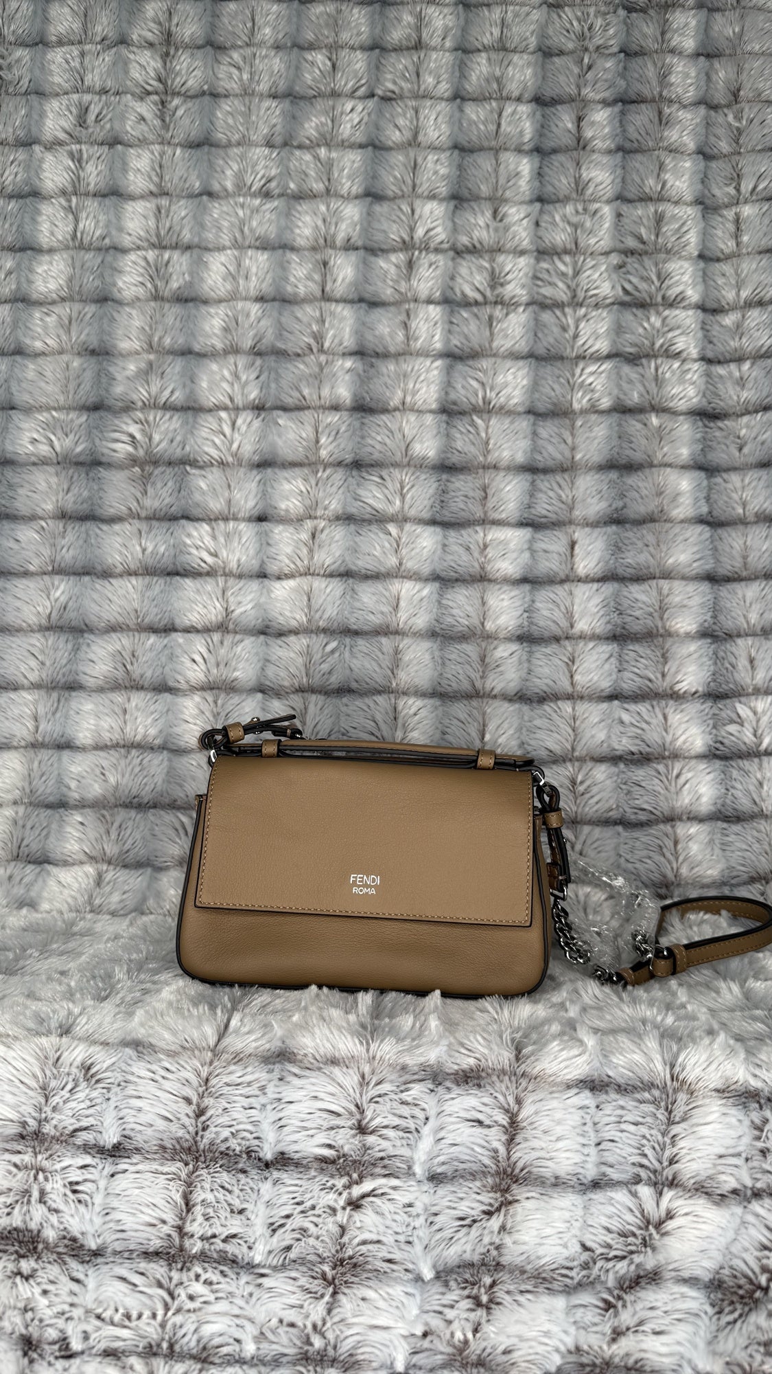 Fendi Beige Rainbow Stud Double Baguette
