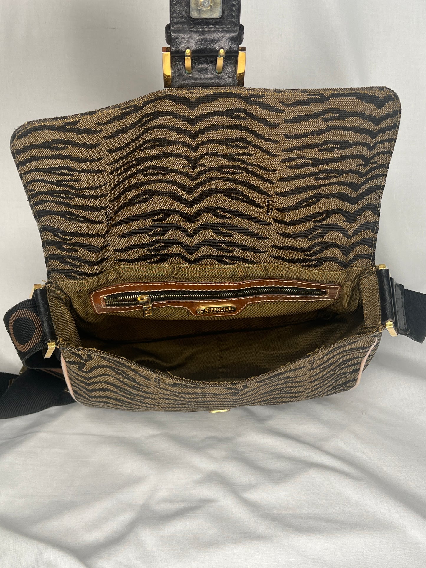 Fendi Zebra Print Baguette Shoulder Bag