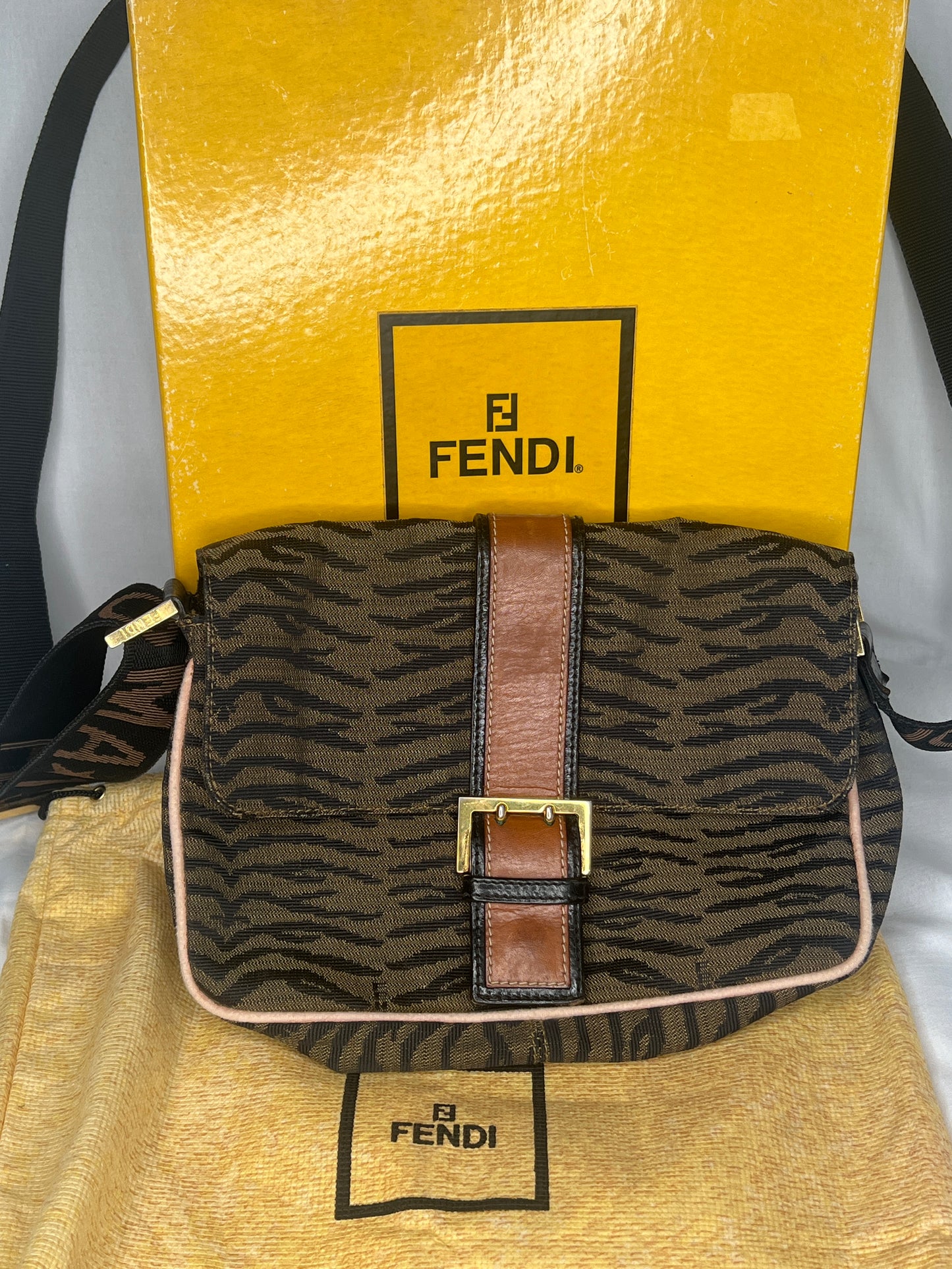 Fendi Zebra Print Baguette Shoulder Bag