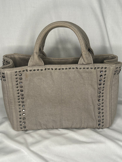 Prada Canapa Studded Canvas Tote Bag in Taupe