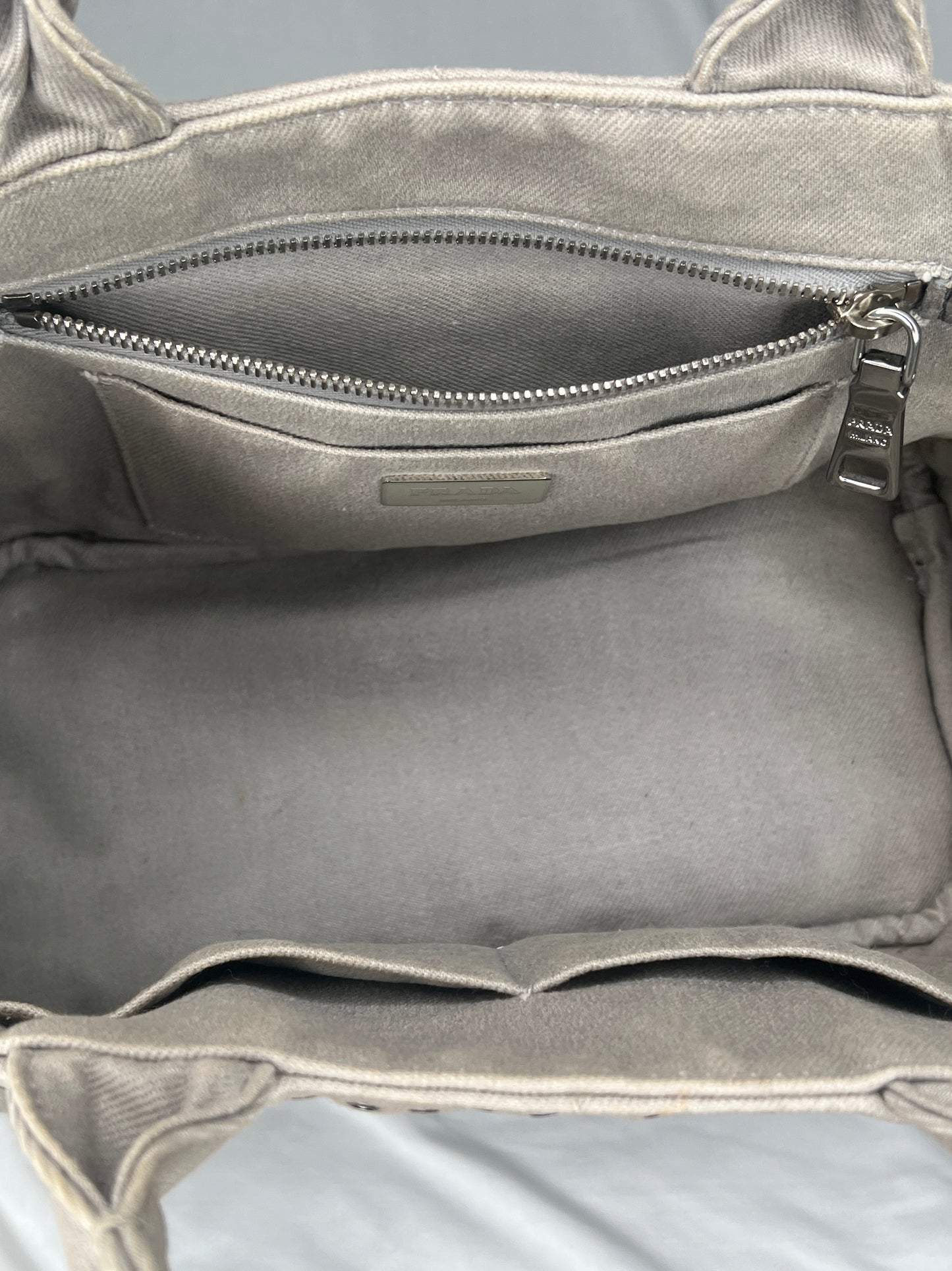 Prada Canapa Studded Canvas Tote Bag in Taupe