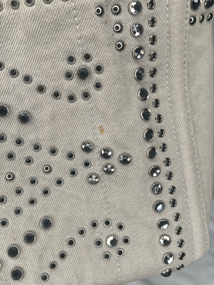Prada Canapa Studded Canvas Tote Bag in Taupe