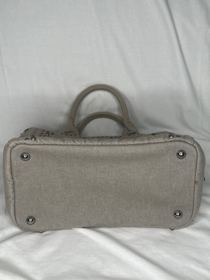 Prada Canapa Studded Canvas Tote Bag in Taupe