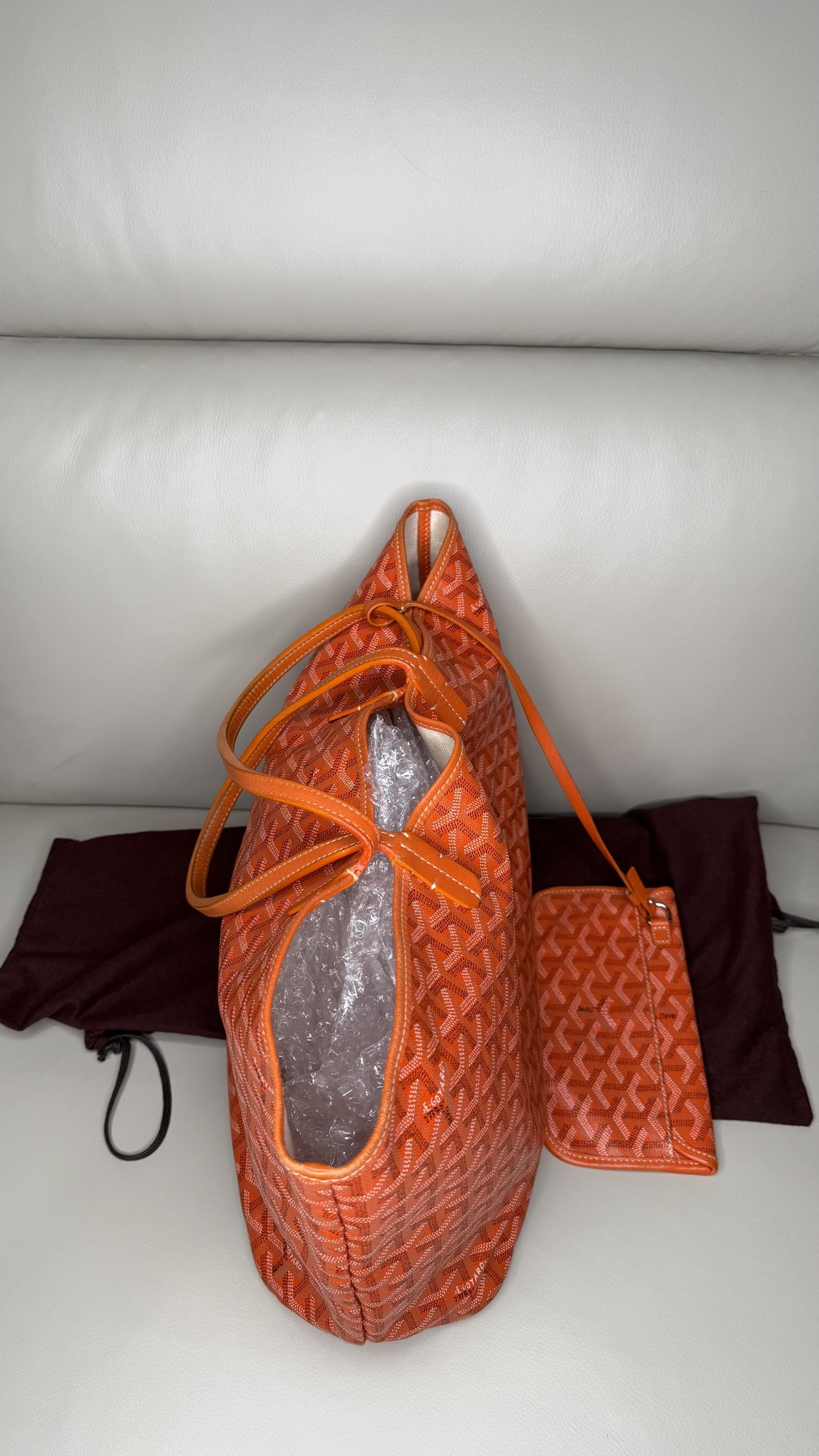 Goyard Saint Louis PM Tote in Orange Chevron Canvas