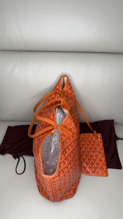 Goyard Saint Louis PM Tote in Orange Chevron Canvas