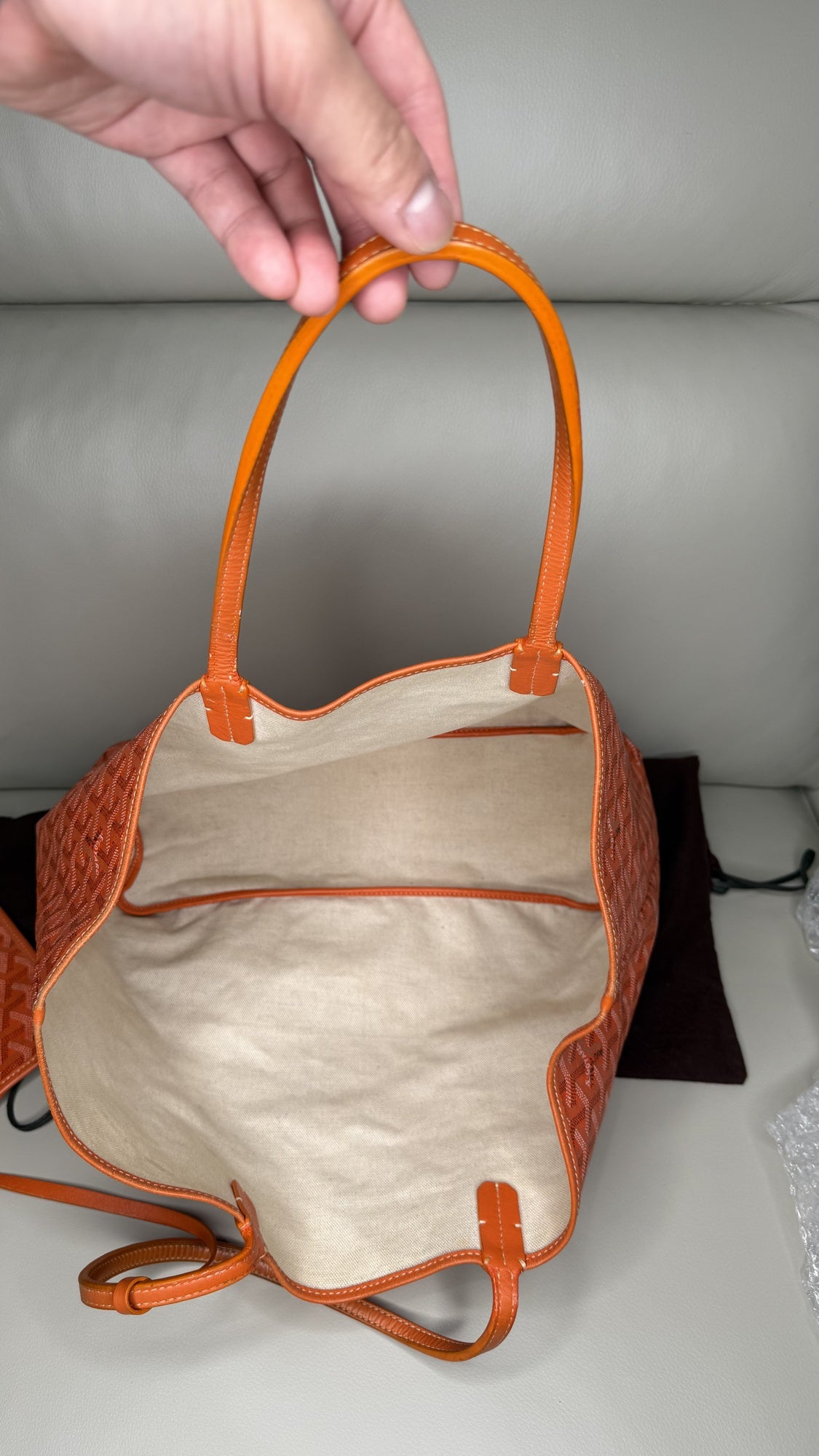Goyard Saint Louis PM Tote in Orange Chevron Canvas