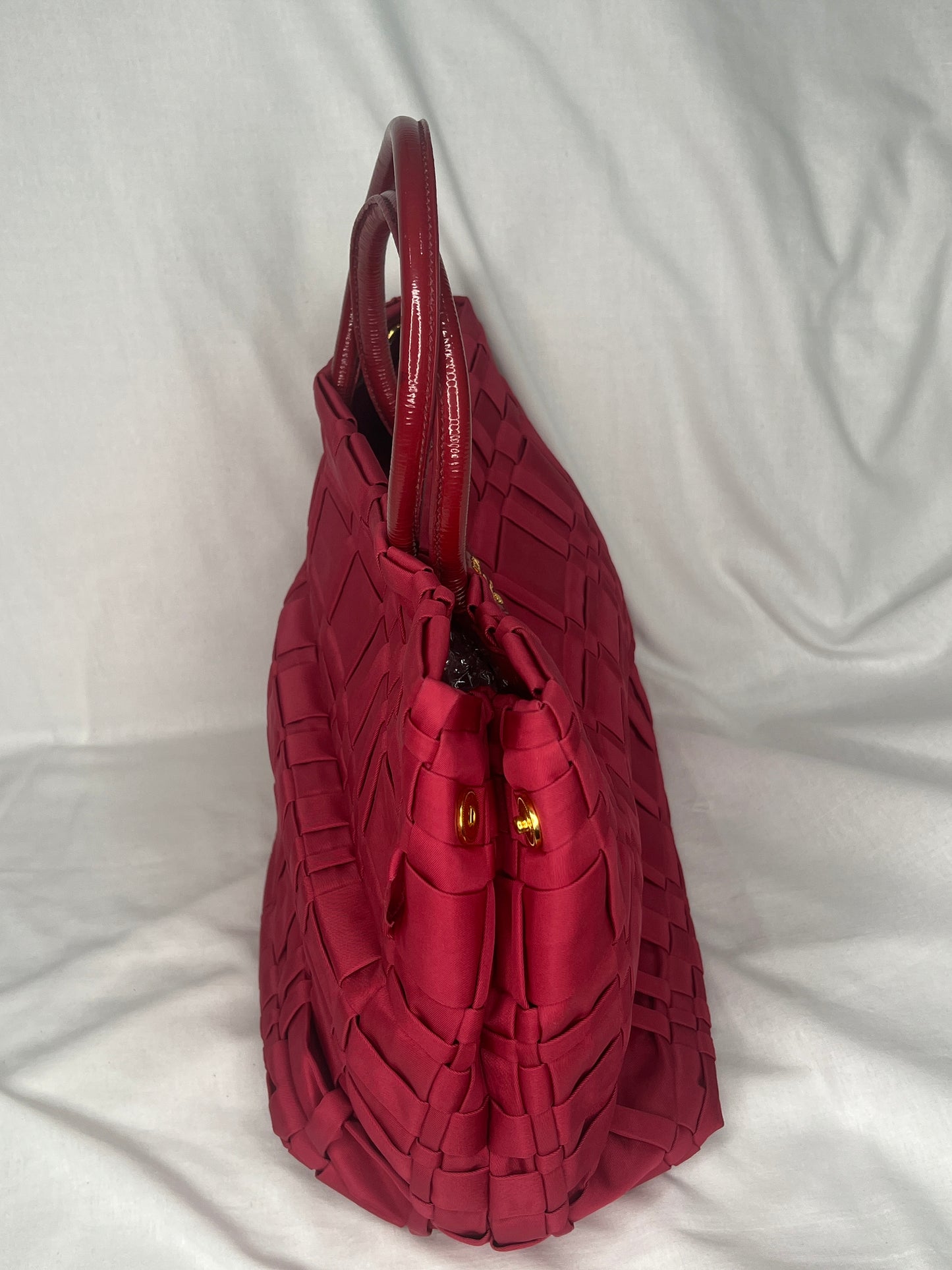 Prada Tessuto Woven Tote Bag in Red Nylon
