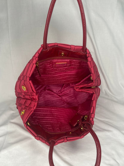 Prada Tessuto Woven Tote Bag in Red Nylon