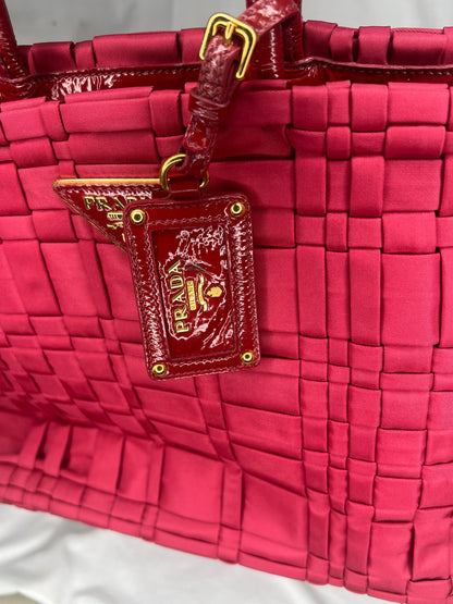 Prada Tessuto Woven Tote Bag in Red Nylon