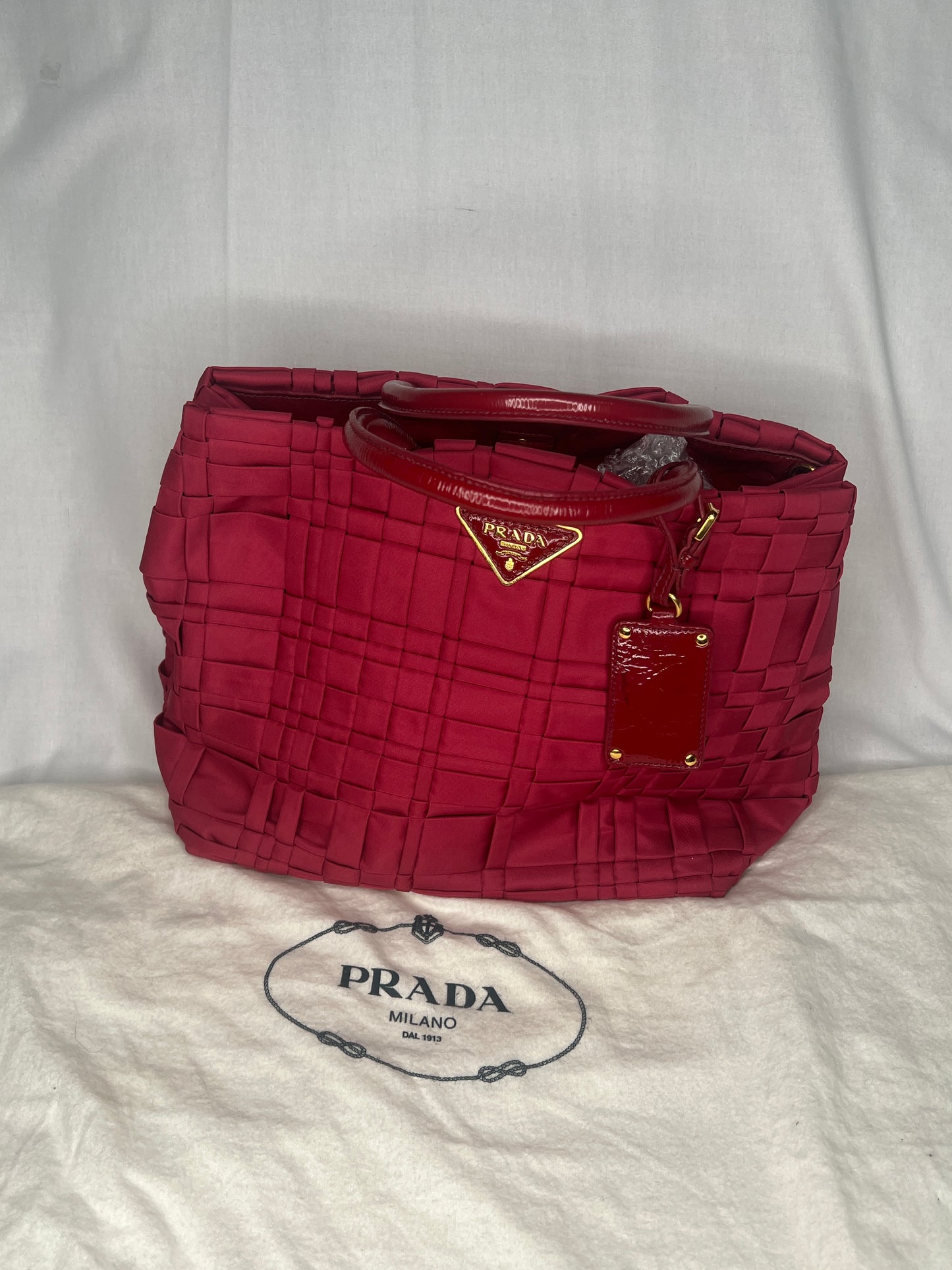 Prada Tessuto Woven Tote Bag in Red Nylon