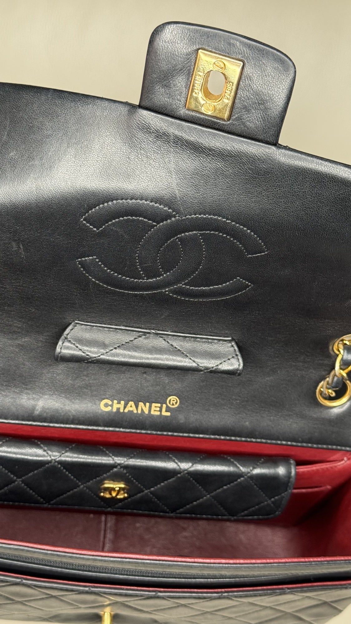 CHANEL Lambskin Quilted Medium Double