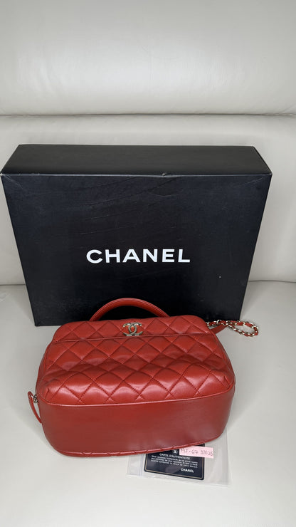 Chanel Medium Trendy CC Bowling Bag in Red Quilted Lambskin