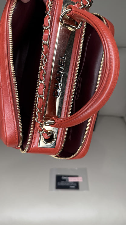 Chanel Medium Trendy CC Bowling Bag in Red Quilted Lambskin