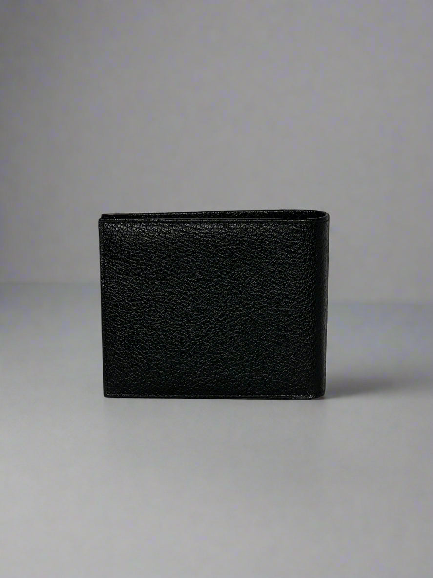 Salvatore Ferragamo Men's Black Leather Wallet with Gold Corner Detail