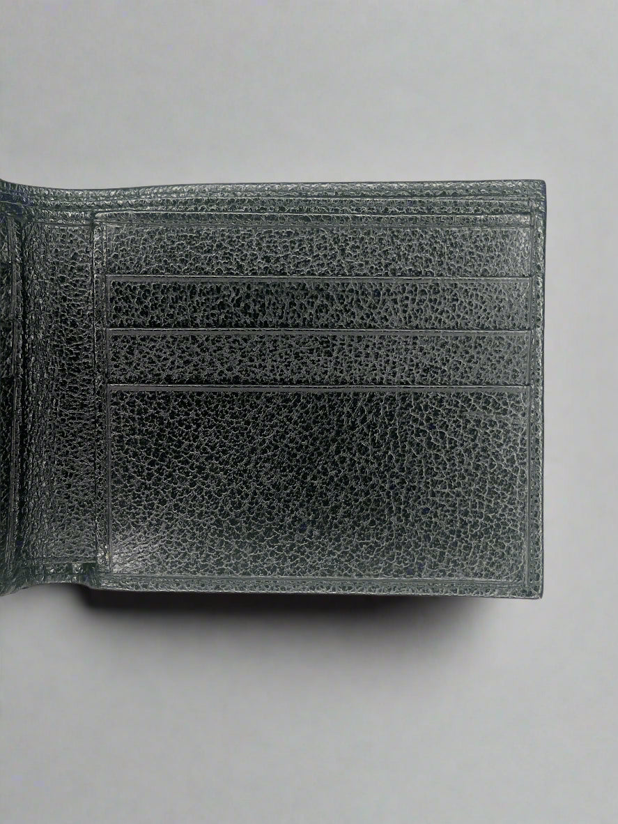 Salvatore Ferragamo Men's Black Leather Wallet with Gold Corner Detail